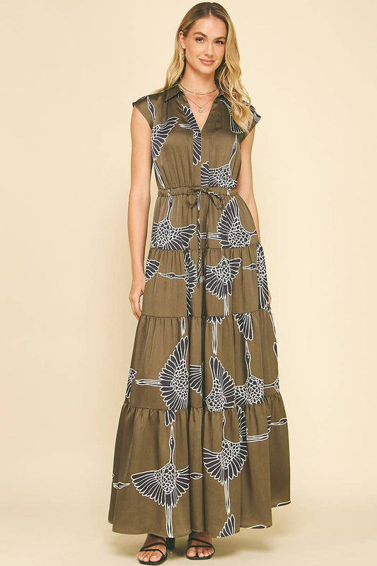 Olive Tiered Maxi Dress