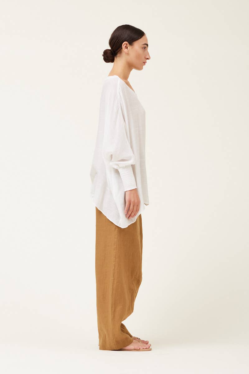 SMOCKED SLEEVE BLOUSE