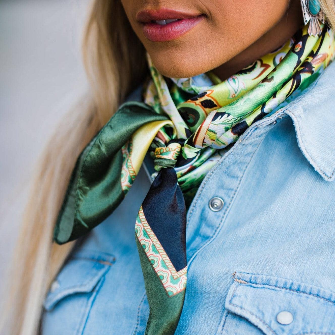 Green Floral Paisley Wild Rag/Scarf