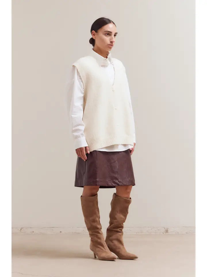 Ivory Textured Knit Ves