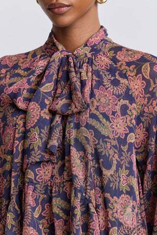 Paisley Chiffon Ruffle Mini Dress