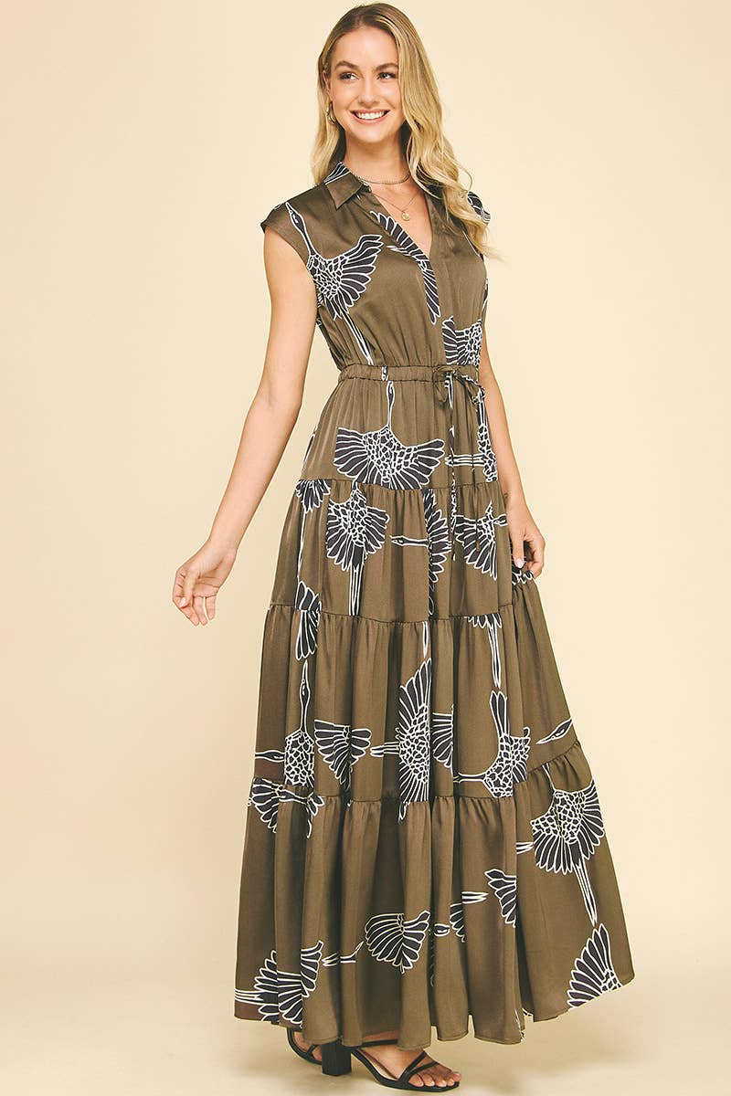 Olive Tiered Maxi Dress