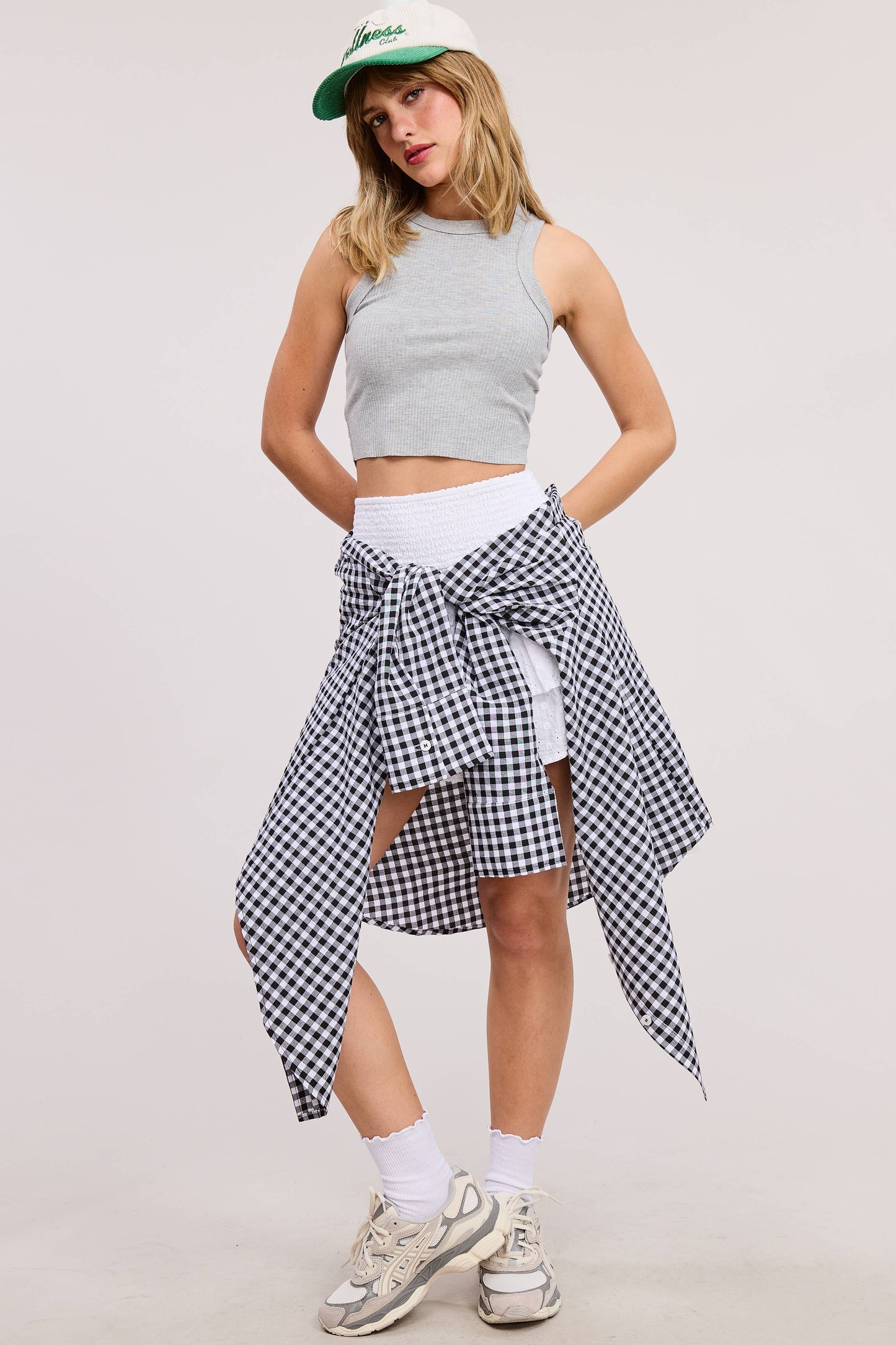 Black Oversized Gingham Button Down Shirt