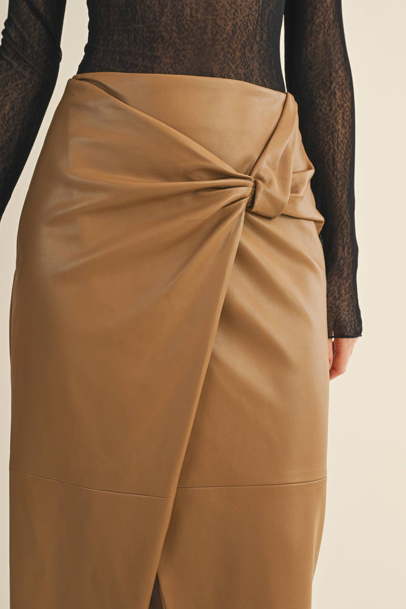 TAN KNOT WRAP SKIRT