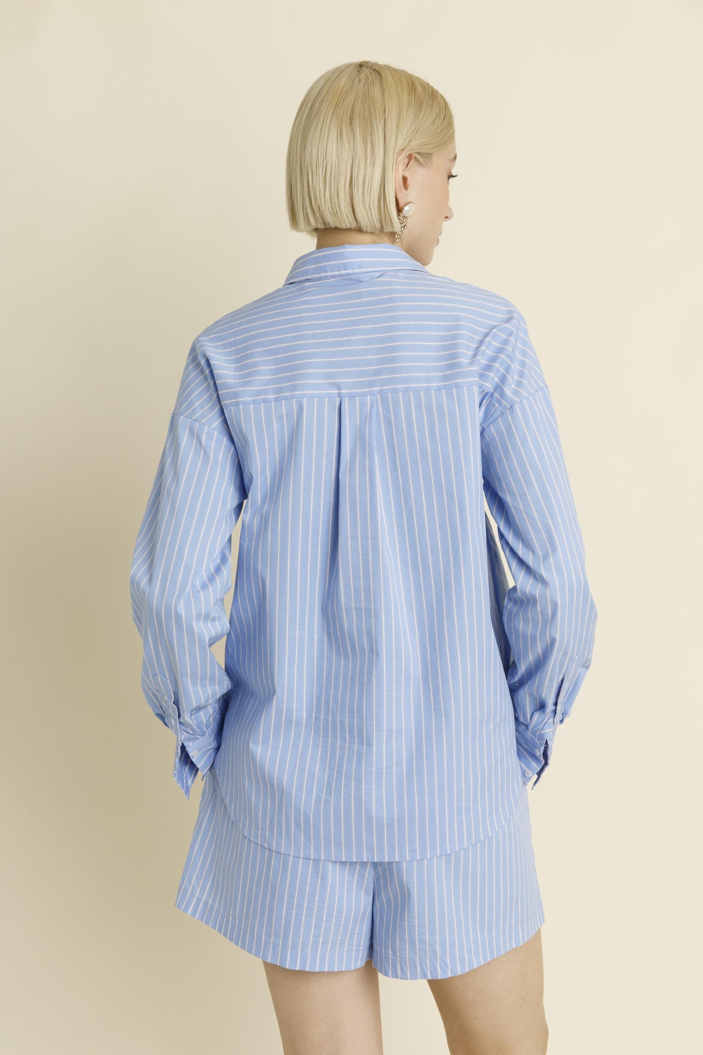 Striped Oversized Button-Down Long Sleeve Top