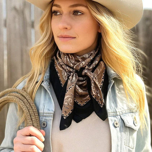 Black and Tan Floral Paisley Wild Rag / Scarf