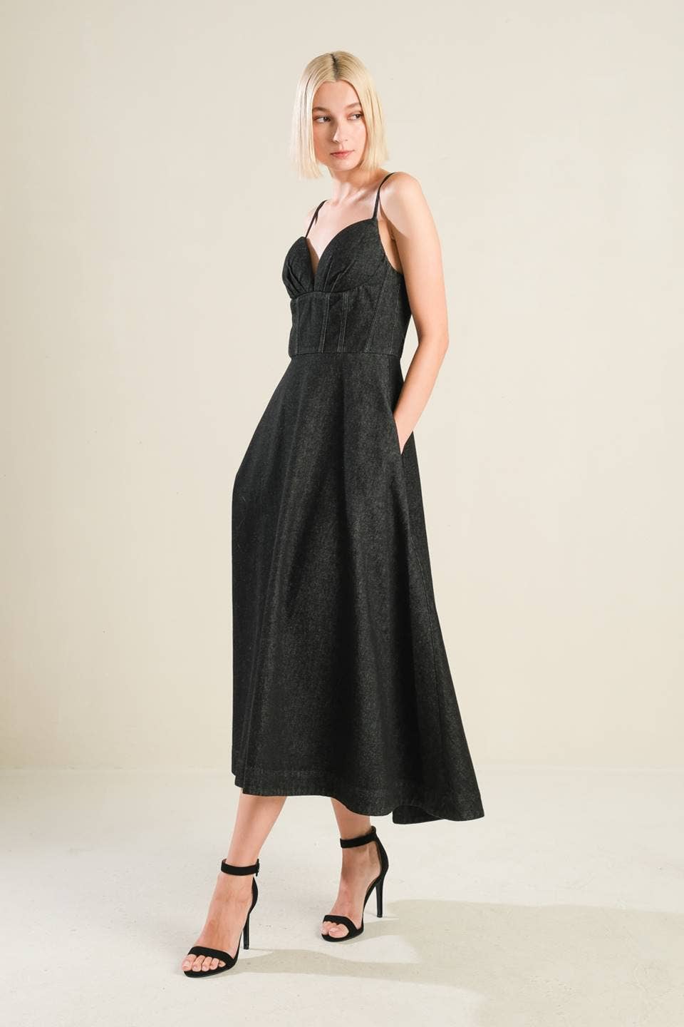 Black Denim Midi Dress
