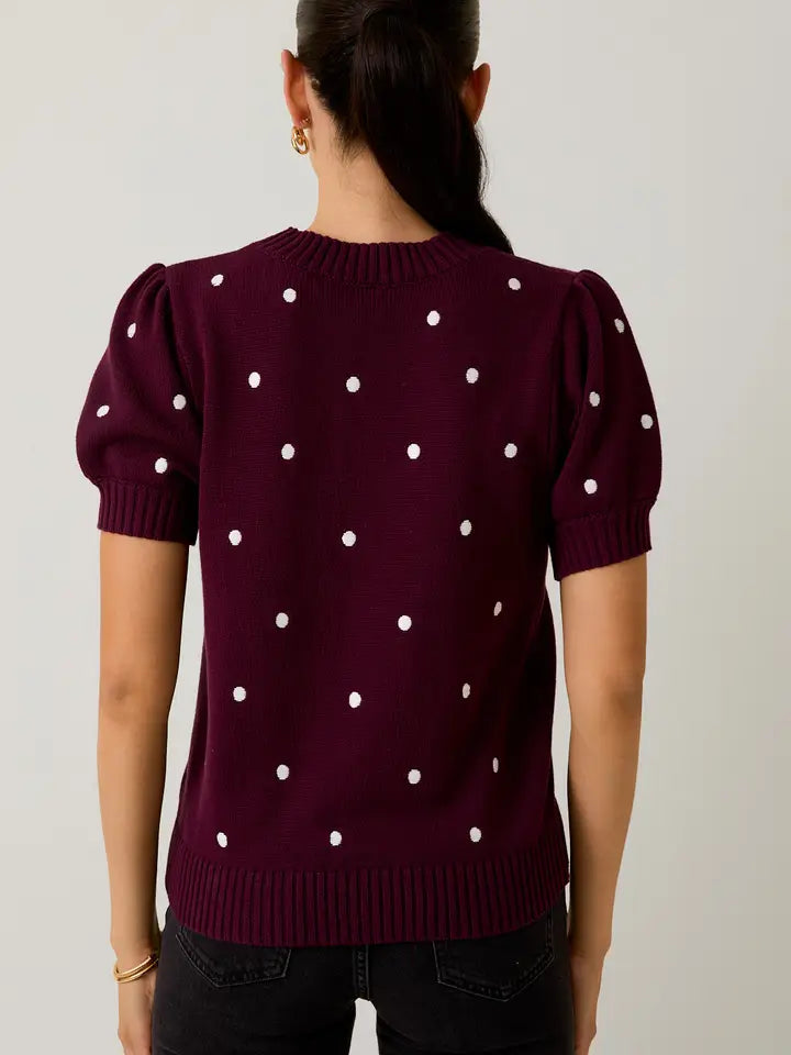 Maroon/White Polka Dot Sweater