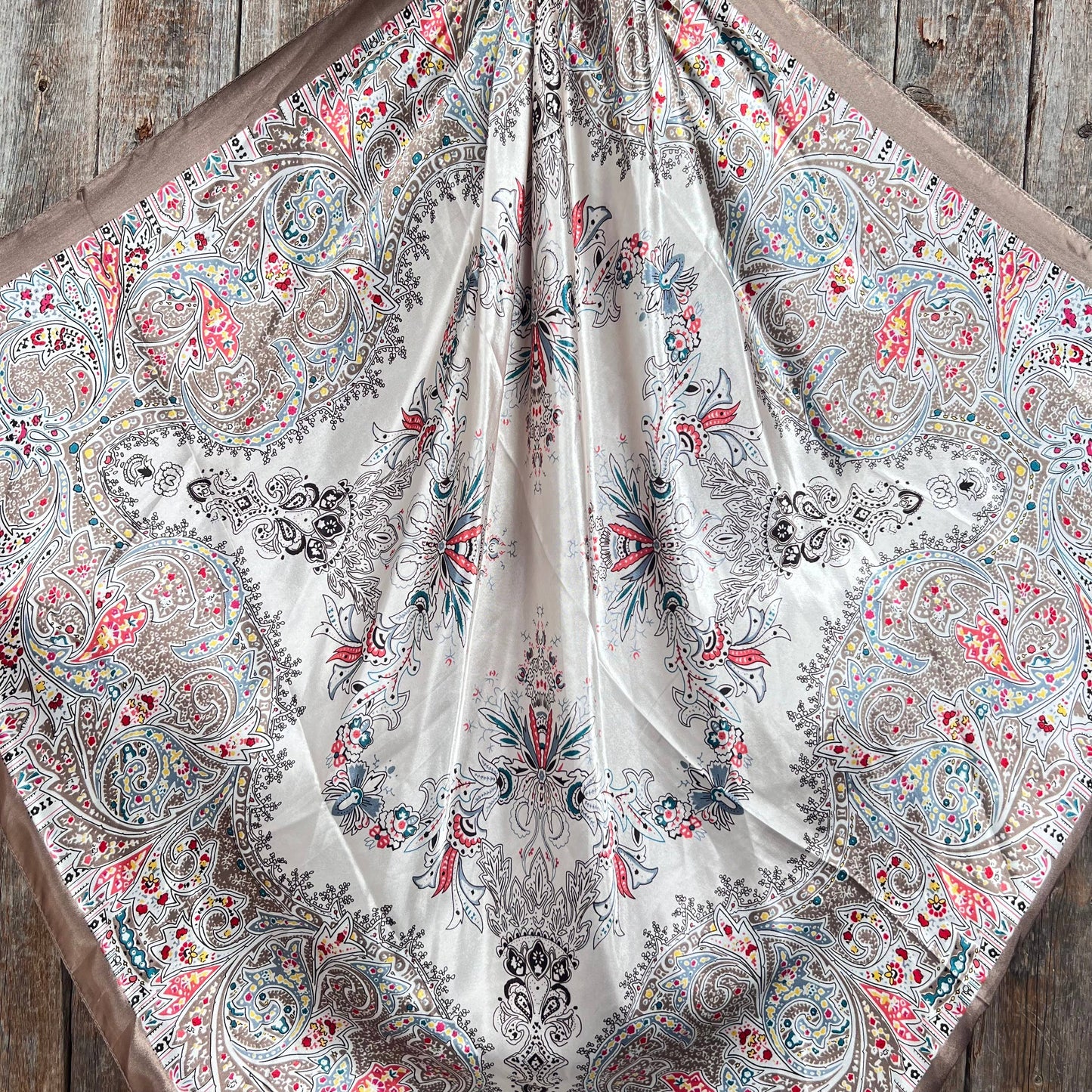 Tan Floral Wild Rag/Scarf