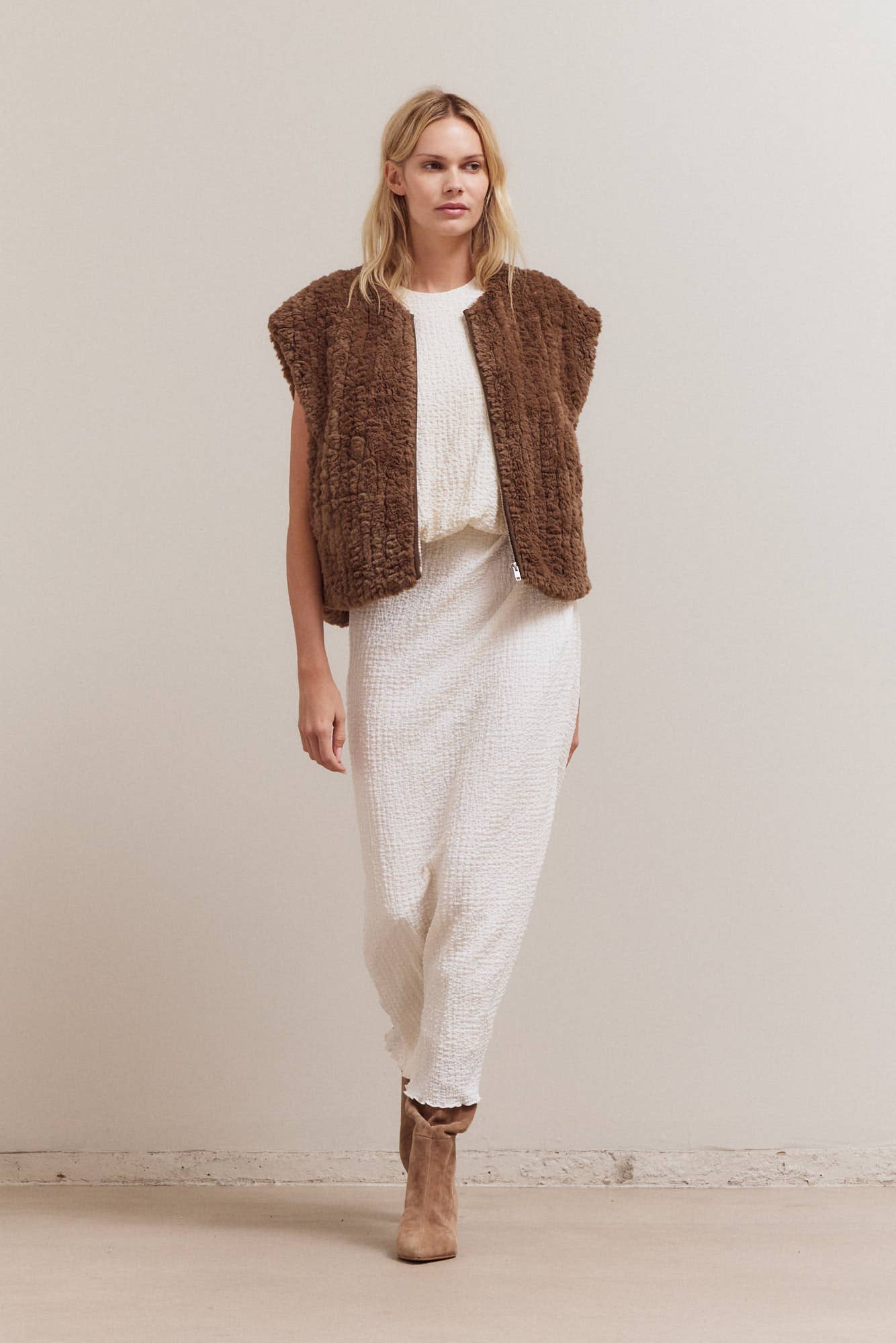 Brown Faux Fur Vest