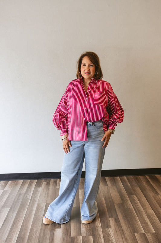 Fuchsia Ariana Button Down Top