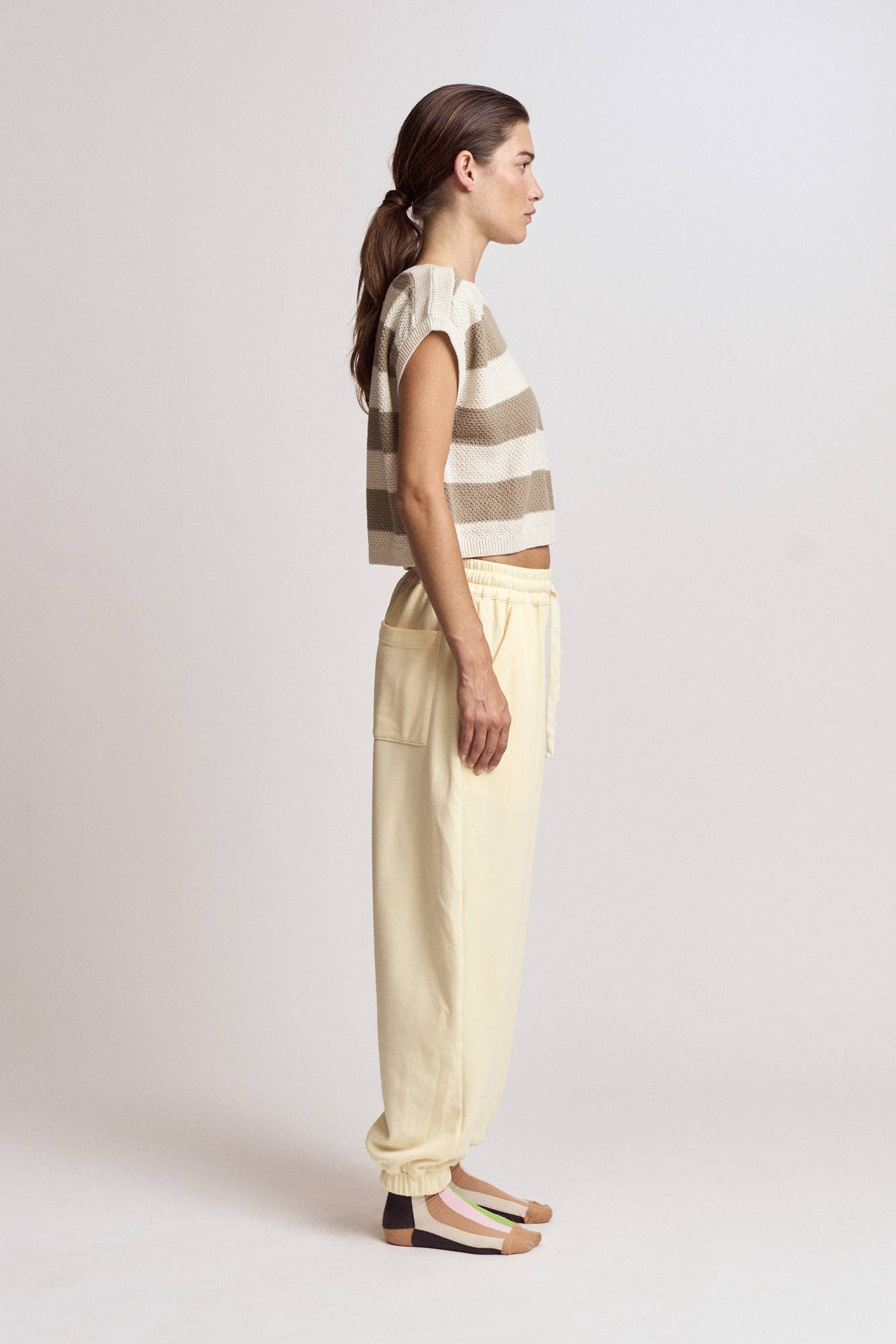  DROP SHOULDER STRIPE KNIT TOP