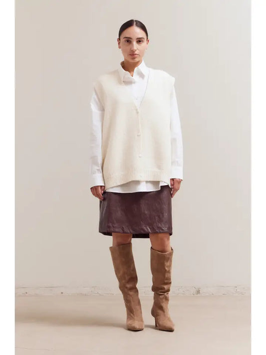Ivory Textured Knit Ves