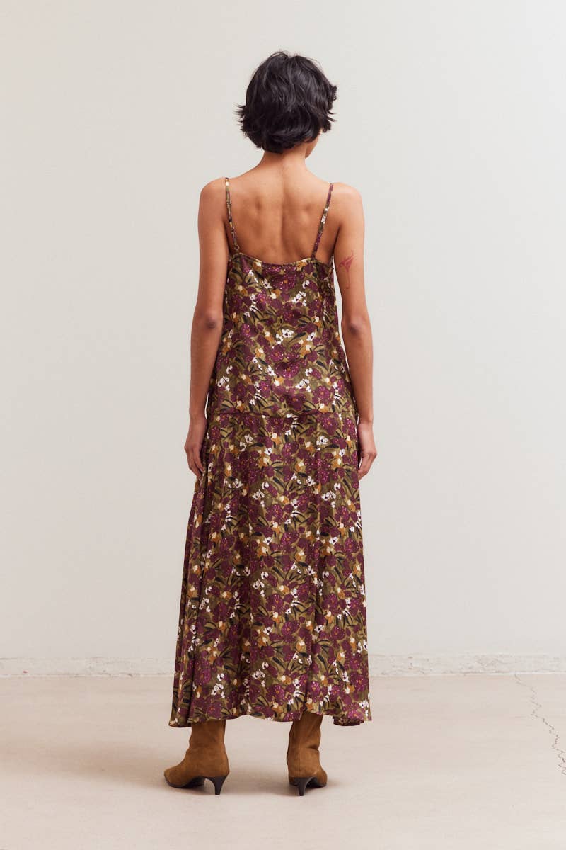 Dark Jewel Floral Print Maxi Dress