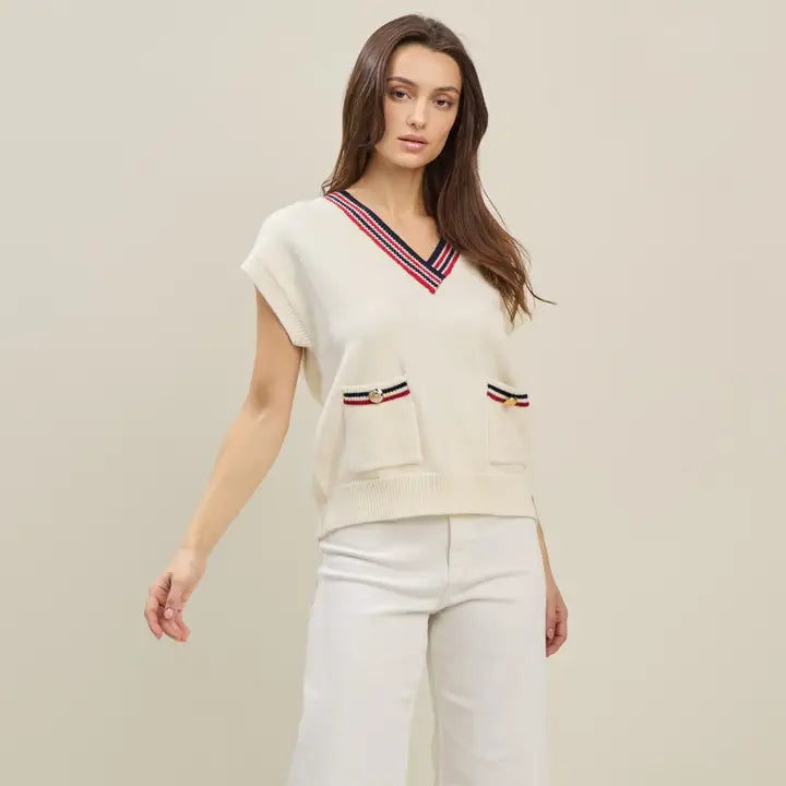 Preppy V-Neck Sweater Vest
