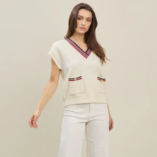 Preppy V-Neck Sweater Vest