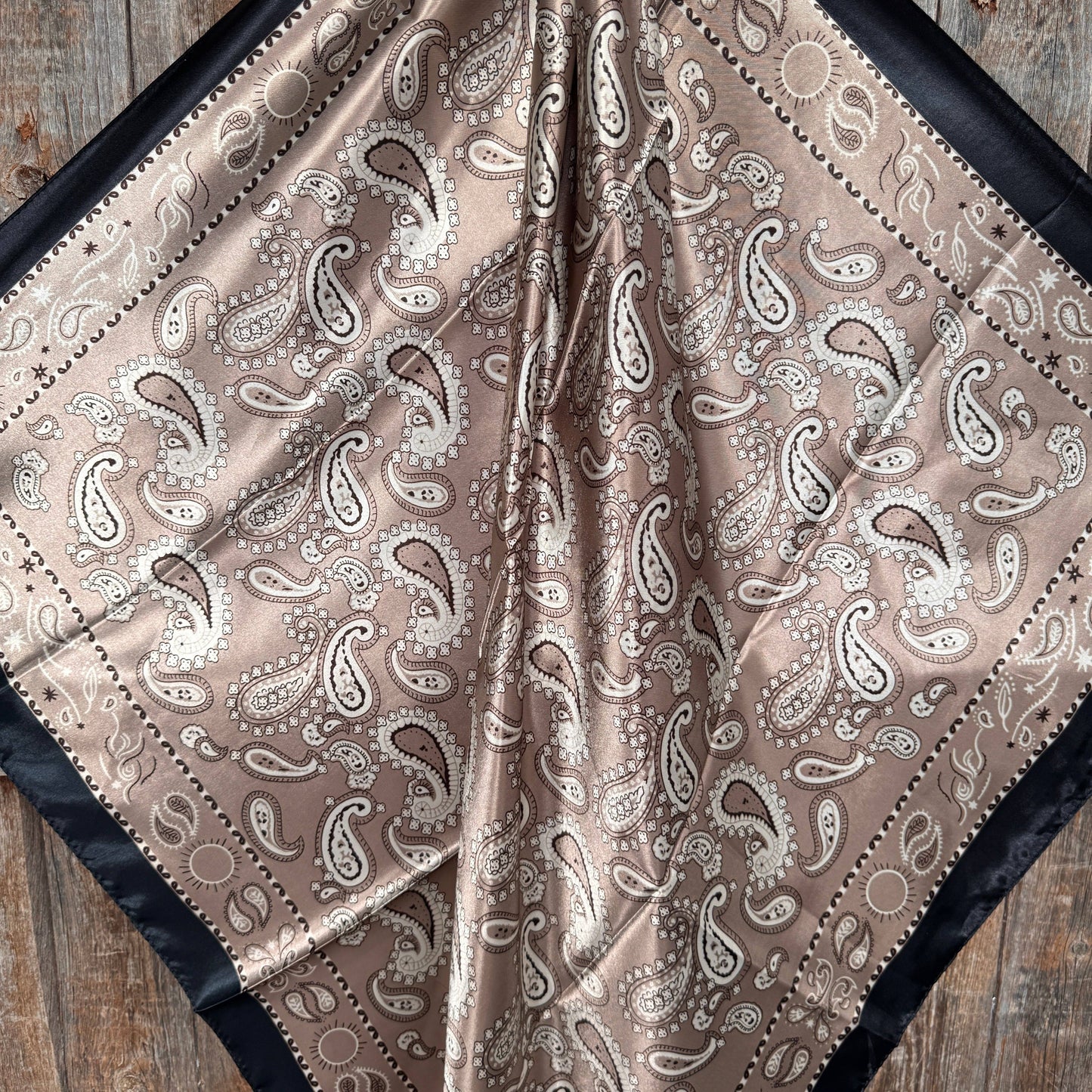 Black and Tan Floral Paisley Wild Rag / Scarf