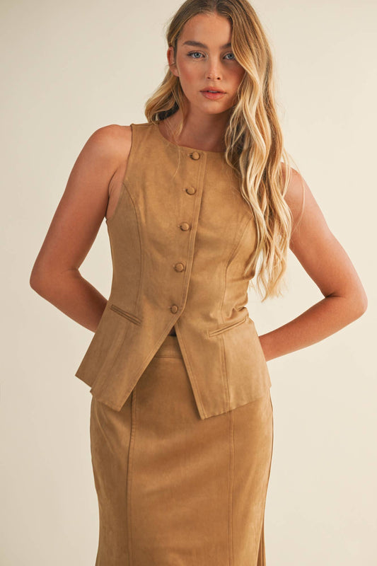 TIE BACK BUTTON CLOSURE VEST