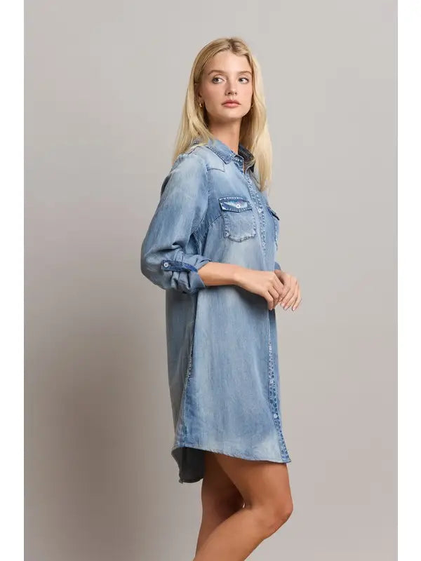Denim Button Down Shirt Dress