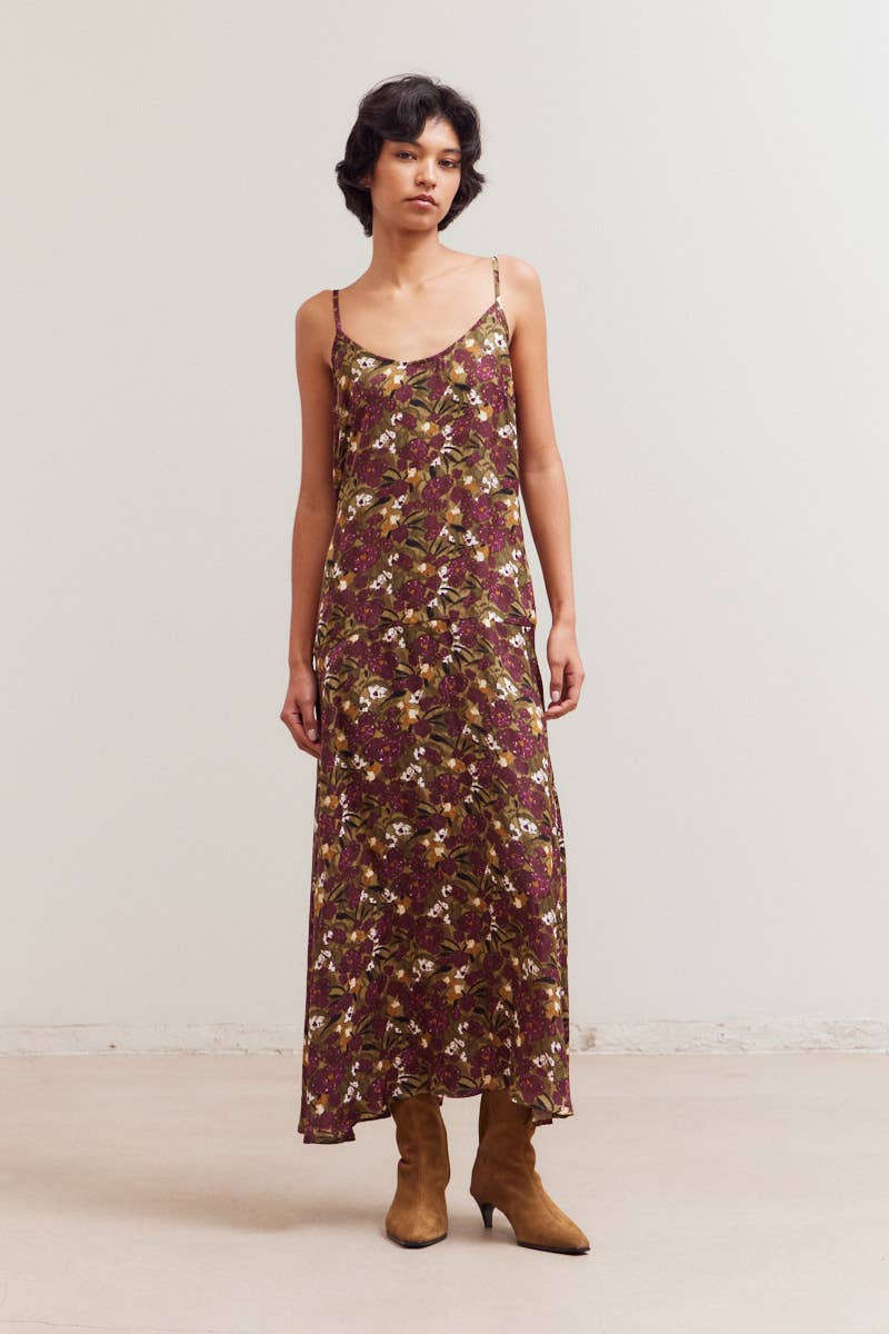 Dark Jewel Floral Print Maxi Dress
