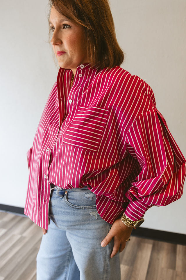 Fuchsia Ariana Button Down Top