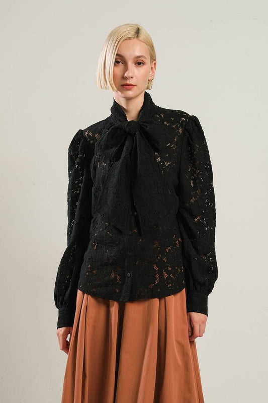 Black Lace Top w/Bow