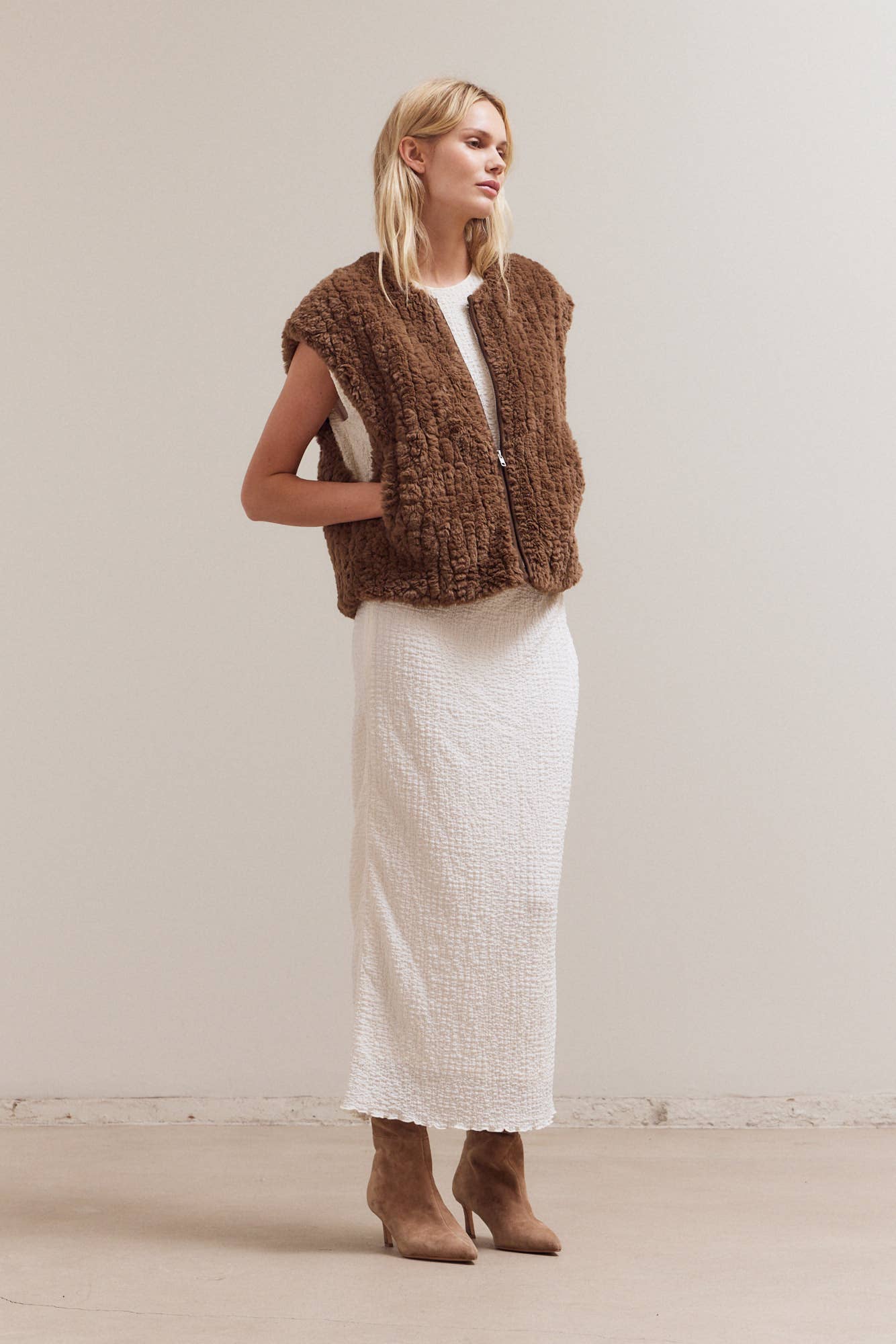 Brown Faux Fur Vest