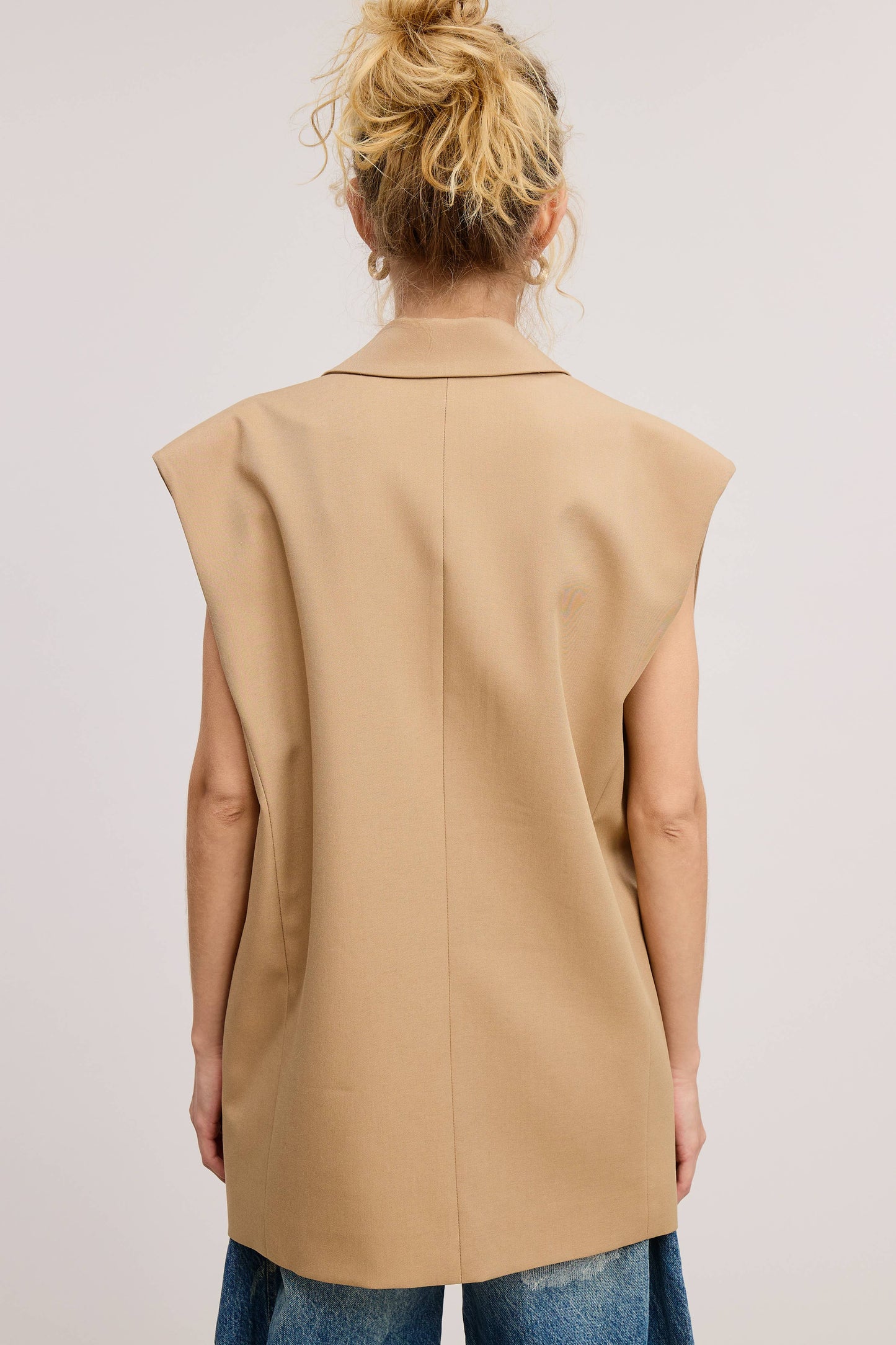 Structured Oversized Blazer Vest with Shoulder Pads