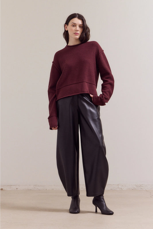 Maroon Rolled Edge Sweater