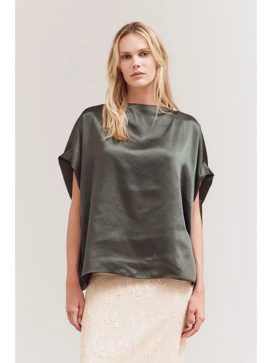 Draped Loose Fit Top - Deep Forest