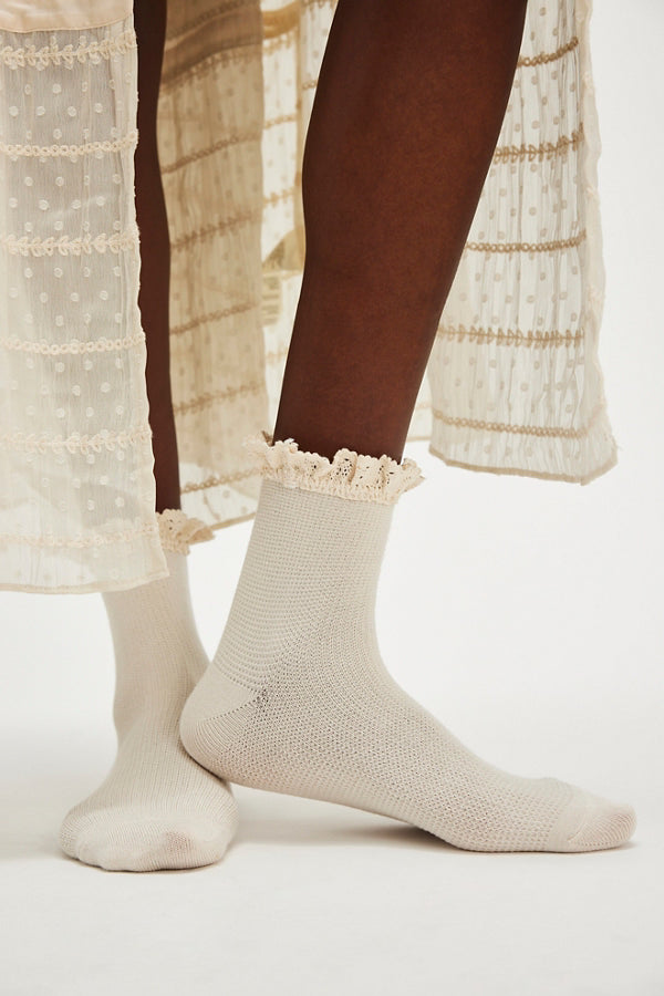 Beloved Waffle Knit Ankle Sock - Ivory