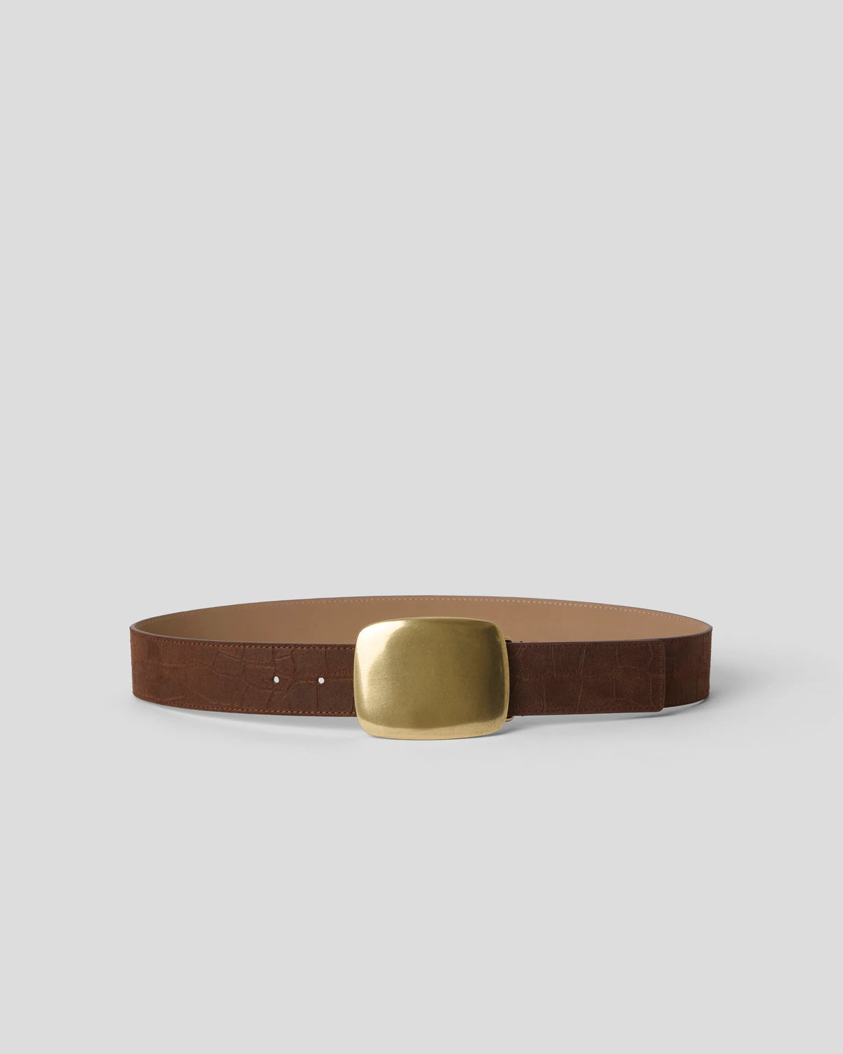 Leighton Croco Suede Belt - Brunette Brass