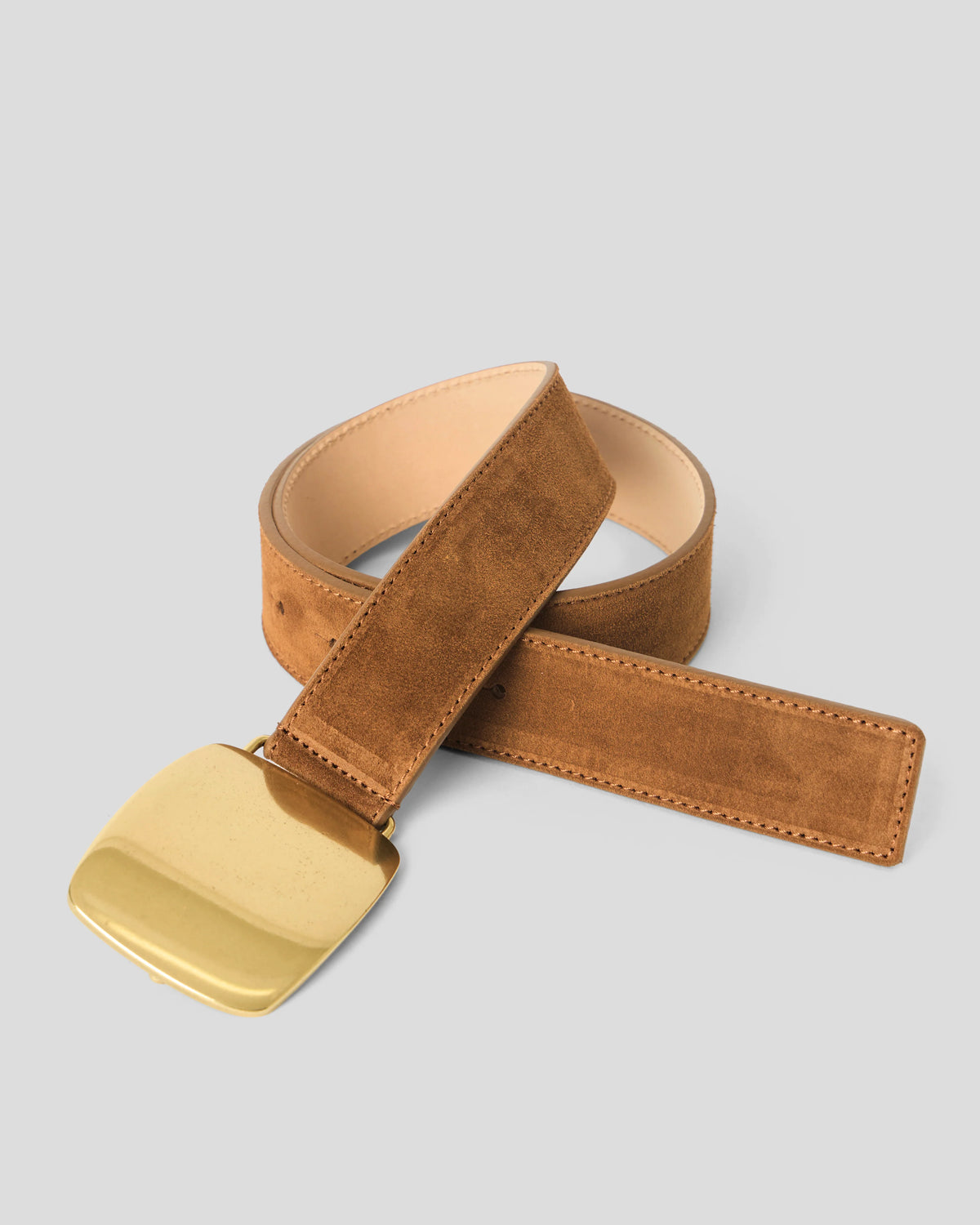 Leighton Suede Belt - Congnac/Brass