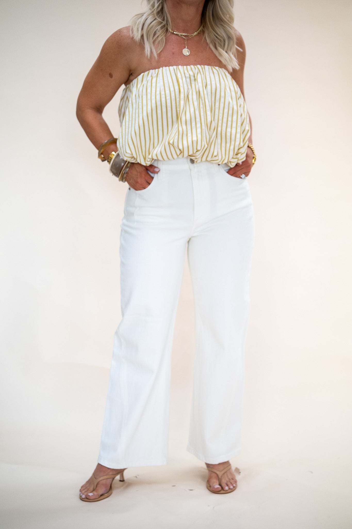 Serene Bubble Top - Citron Stripe