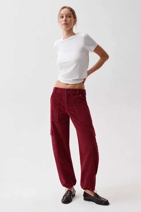 Honor Utility Cord Cargo Pant - Deep Crimson