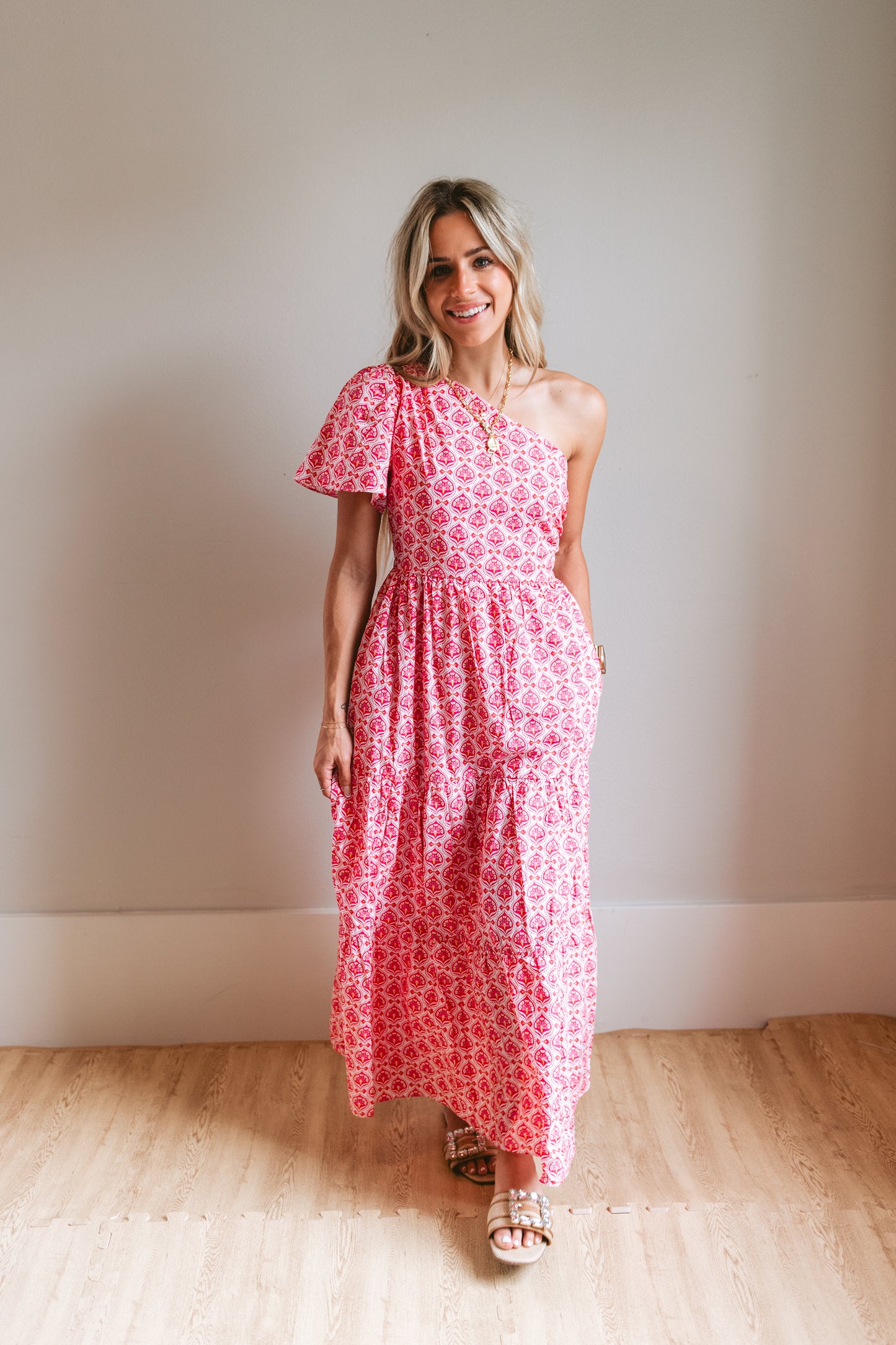 Floral One Sleeve Maxi Dress