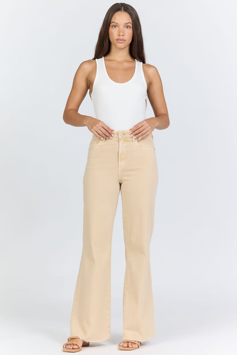 Fiona Wide Leg Jean - Khaki