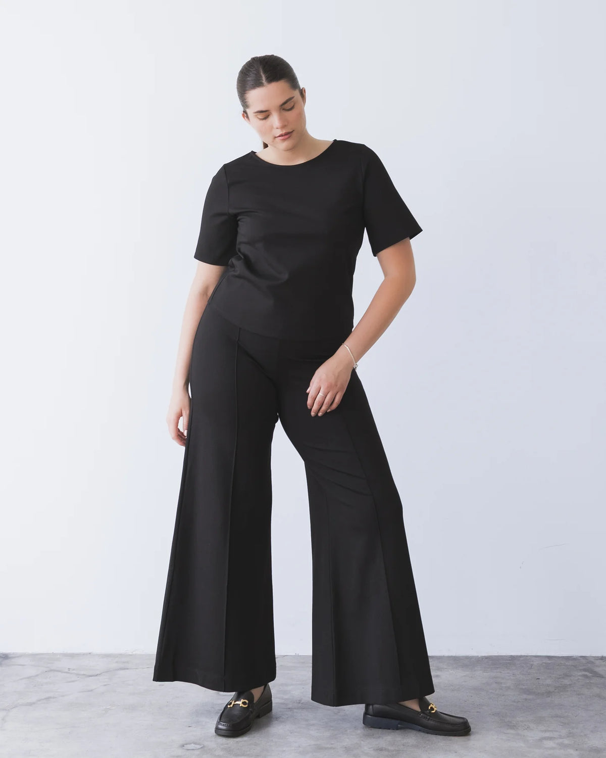 Ponte Knit Standard Wide Leg Pant