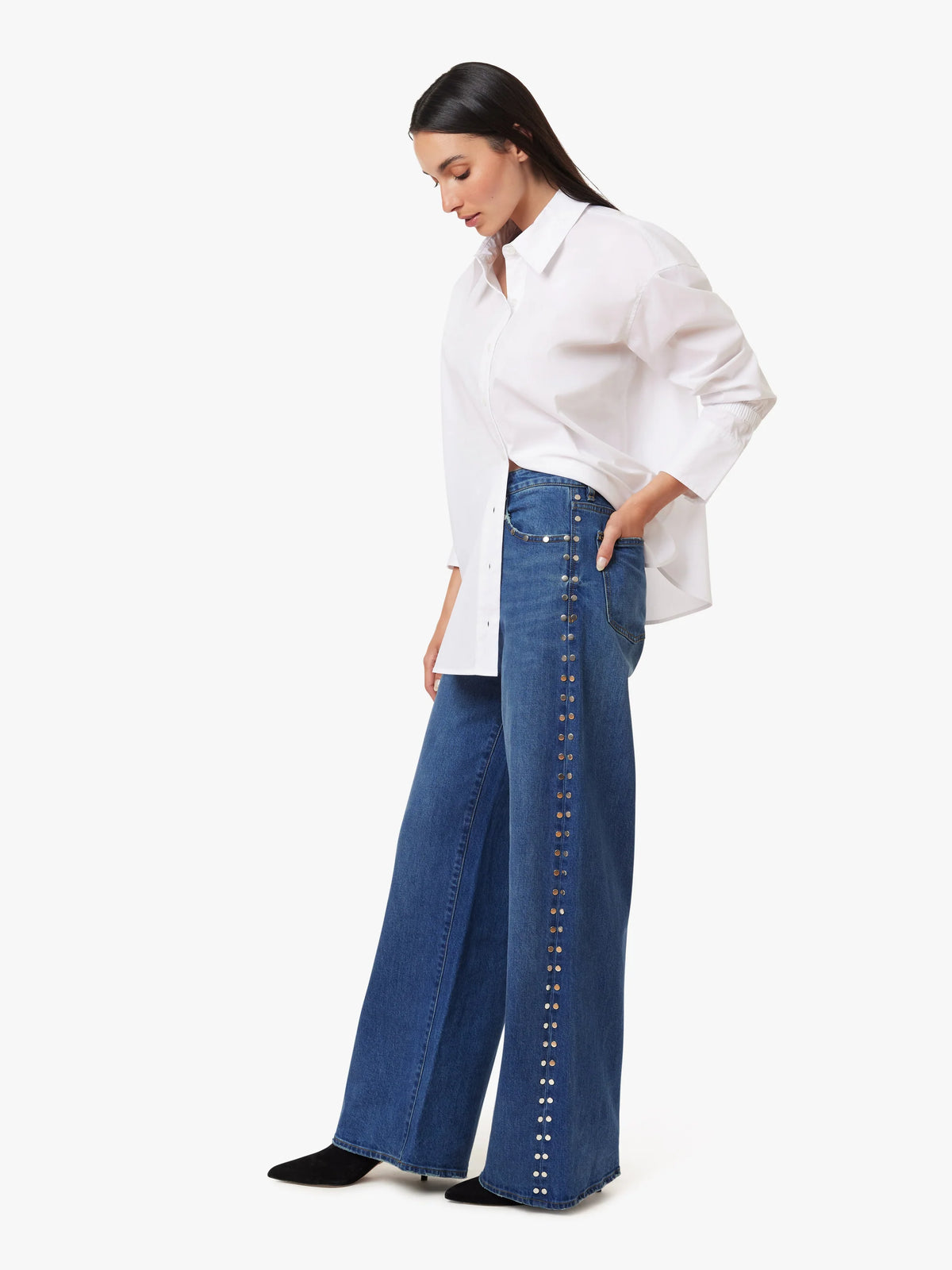 Gemma Studded Wide Leg Slouch - Bay
