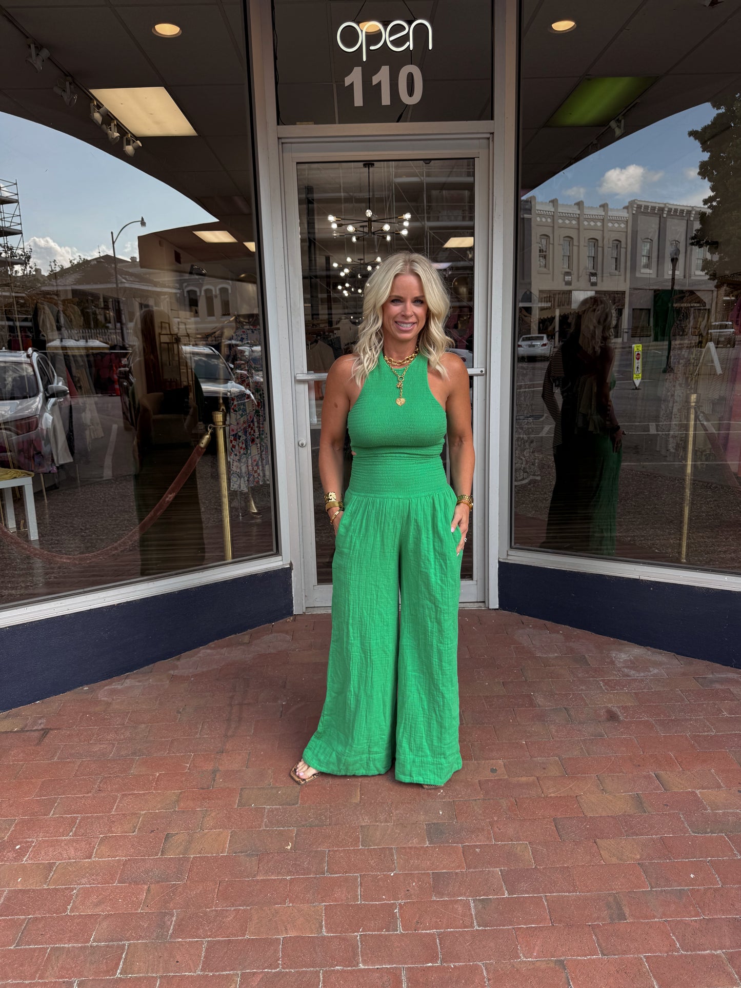 Halter Jumpsuit - Kelly Green