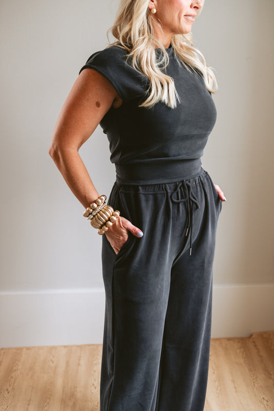 Charcoal Cap Sleeve Top
