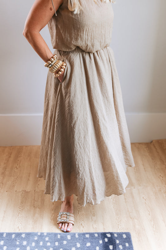 Taupe Midi Skirt