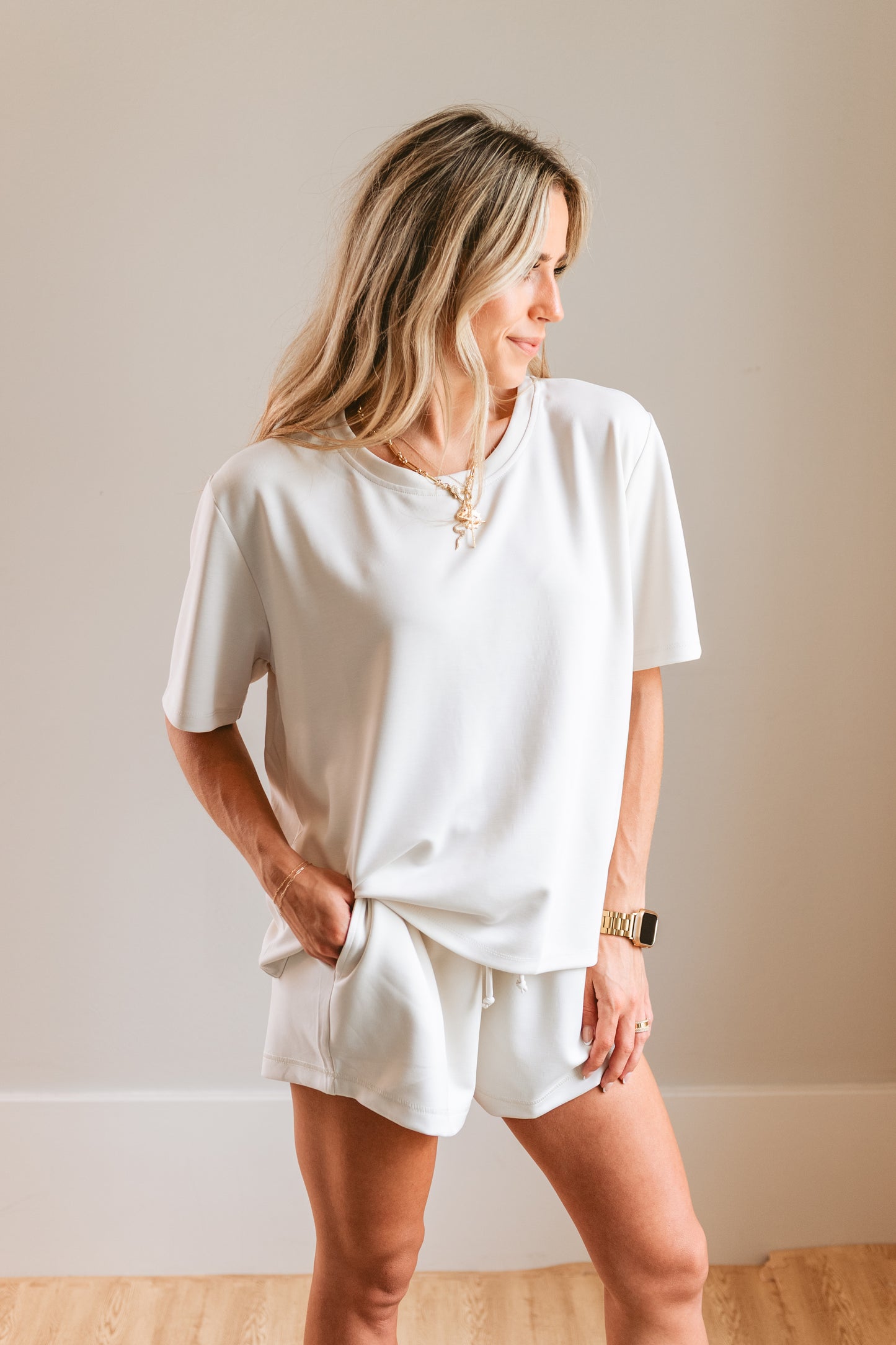 Ivory High Low Crew Neck Top