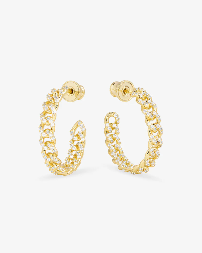 Pave Julian Chain Hoop 1"