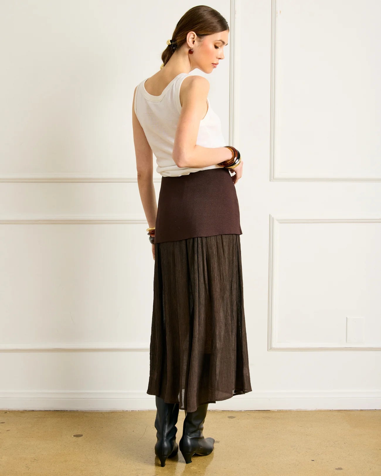 Rhone Mix-Media Skirt - Espresso