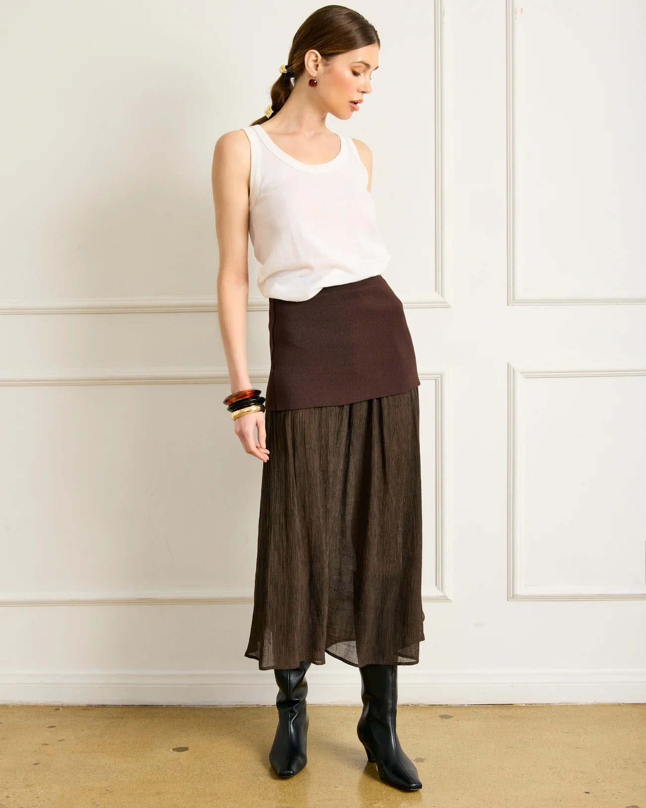 Rhone Mix-Media Skirt - Espresso