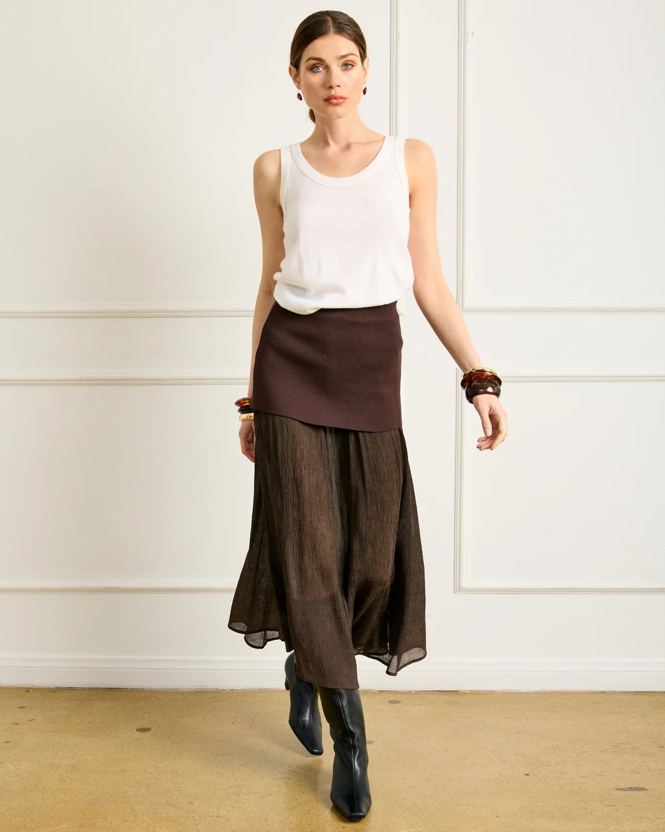 Rhone Mix-Media Skirt - Espresso