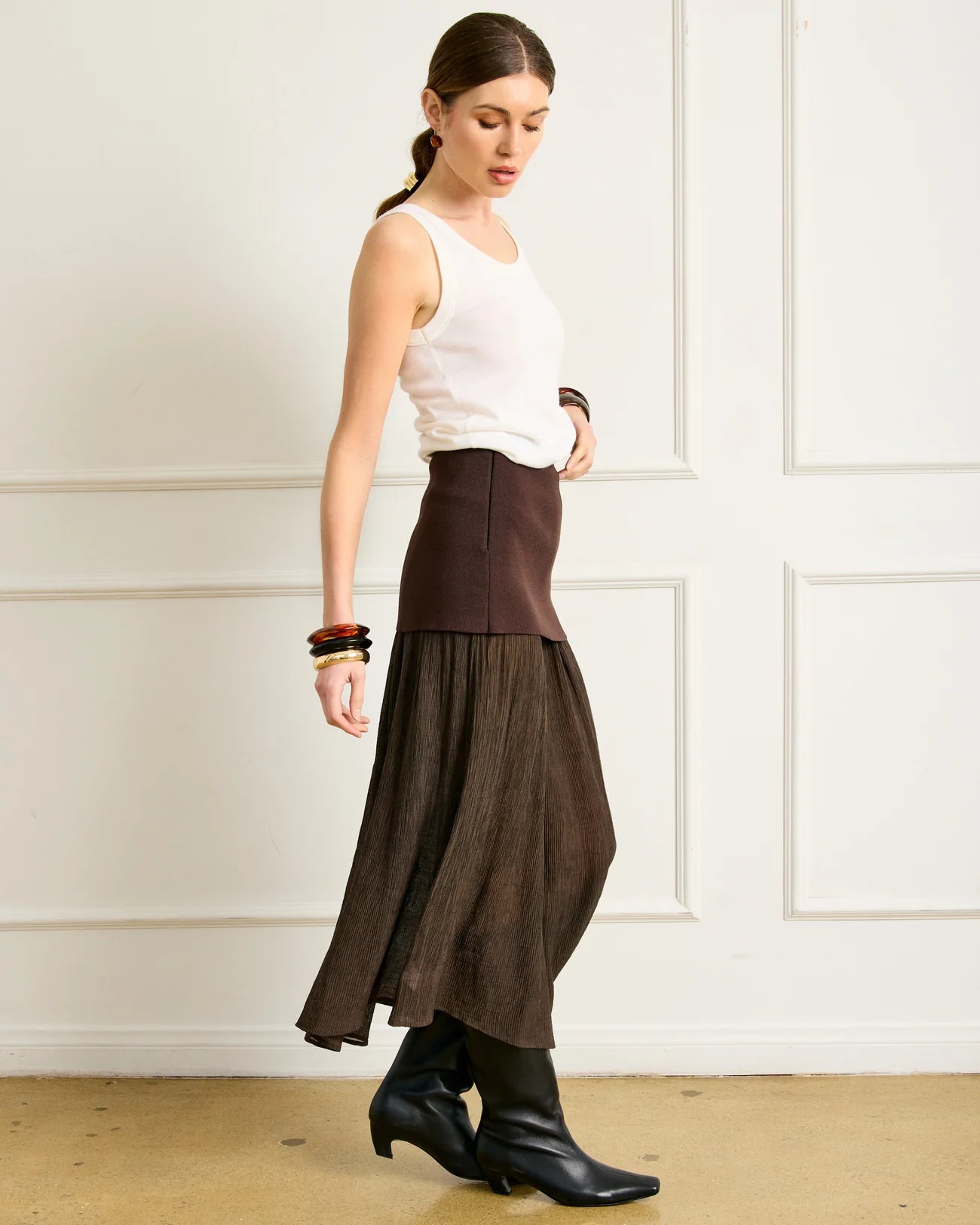 Rhone Mix-Media Skirt - Espresso