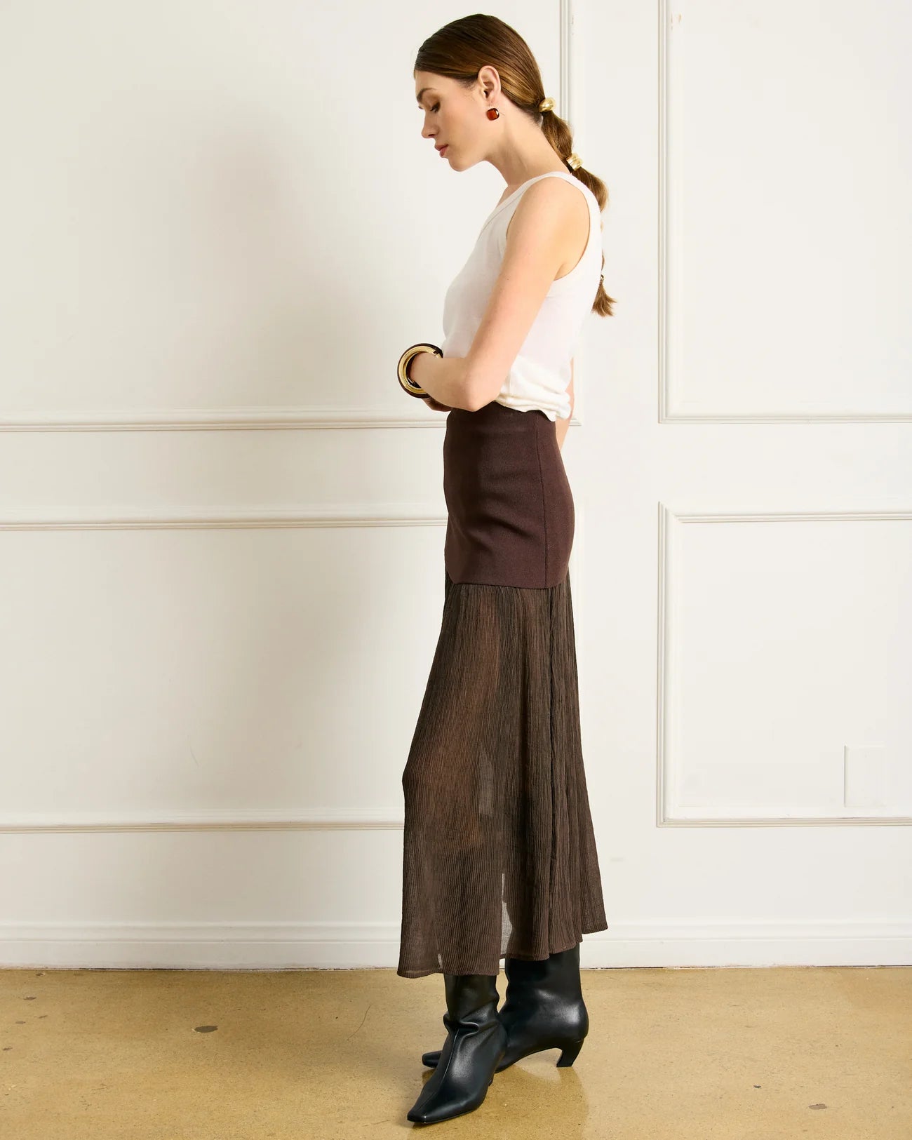 Rhone Mix-Media Skirt - Espresso