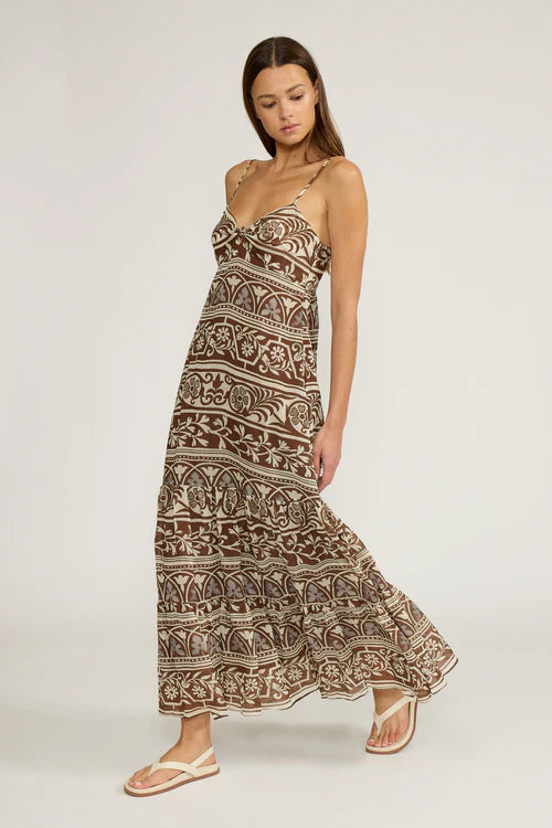 Fiona Maxi Dress - Brown/Cream